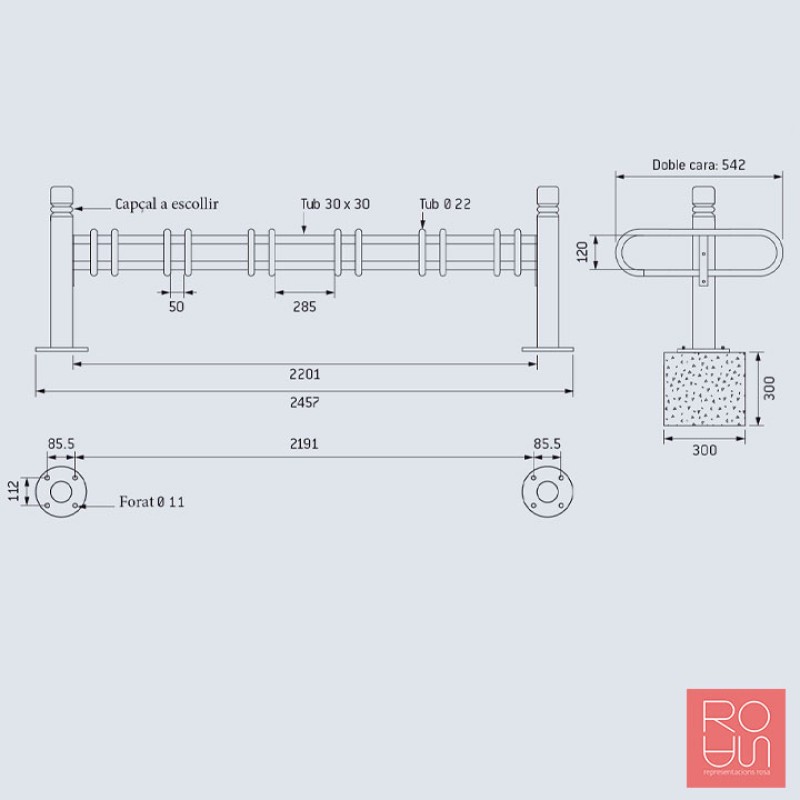 Aparcabicicletes Model Província per 3 o 6 places